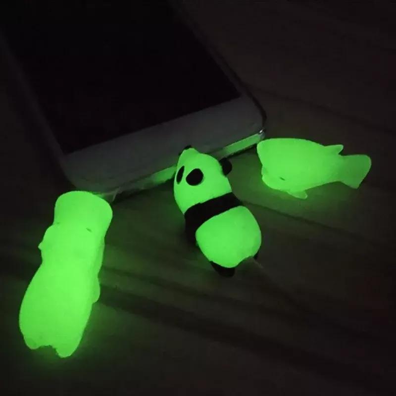 Защитный шнур для кабеля с милыми животными, защитный провод с рисунком из мультфильма, светящийся силиконовый чехол, устройство для намотки зарядного кабеля для кабеля зарядного устройства для телефона