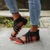 European and American Foreign Trade Thin Belt Woven Roman Sandals Women's New Flat Bottom Toe Hollow Zipper Women's Sandals Spot