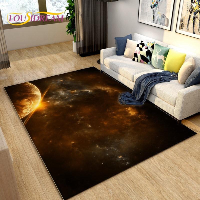 3D Galaxy Space Коврик с фиксированными звездами, Коврик для гостиной, Украшение детской комнаты, Детские игры, Нескользящий напольный коврик