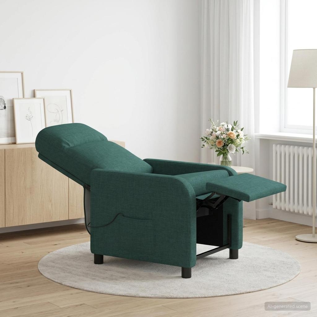 Massage Recliner Dark Green Fabric