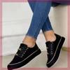 Platform Shoes for Women Round Head Lace-Up Flats Sneakers Fashion Leather Casual Ladies Vulcanized Shoes Plus Size