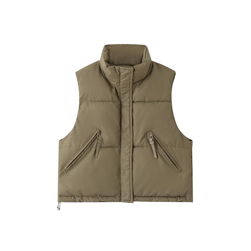Autumn and winter down cotton vest women's short new loose stand-up collar vest cotton vest vest jacket