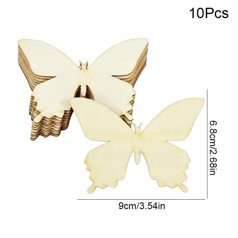 10pcs Wooden Butterfly Blank Wood Slices Kids Painting Crafts Wedding Easter Home Decorations Butterfly Birthday Party DIY Gift