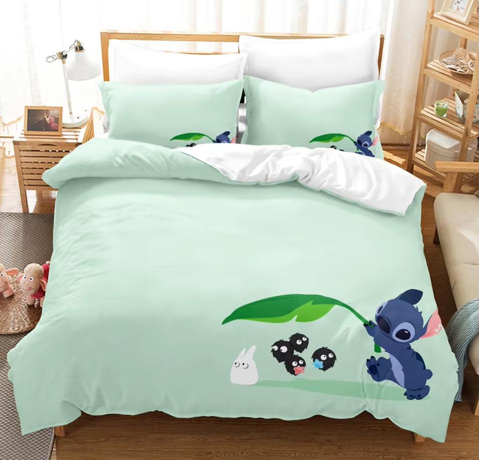Аниме Мультяшное Пододеяльник Размер Queen Size King Size Комплект Постельного Белья Милый Принт 3 Шт Детское Удобное Постельное Белье Содержит 2 Наволочки