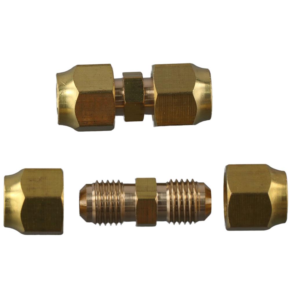 2 Pcs 1/4" Copper Pipe Quick Connector Brass Extension Connector AC Copper Pipe  Copper Fittings