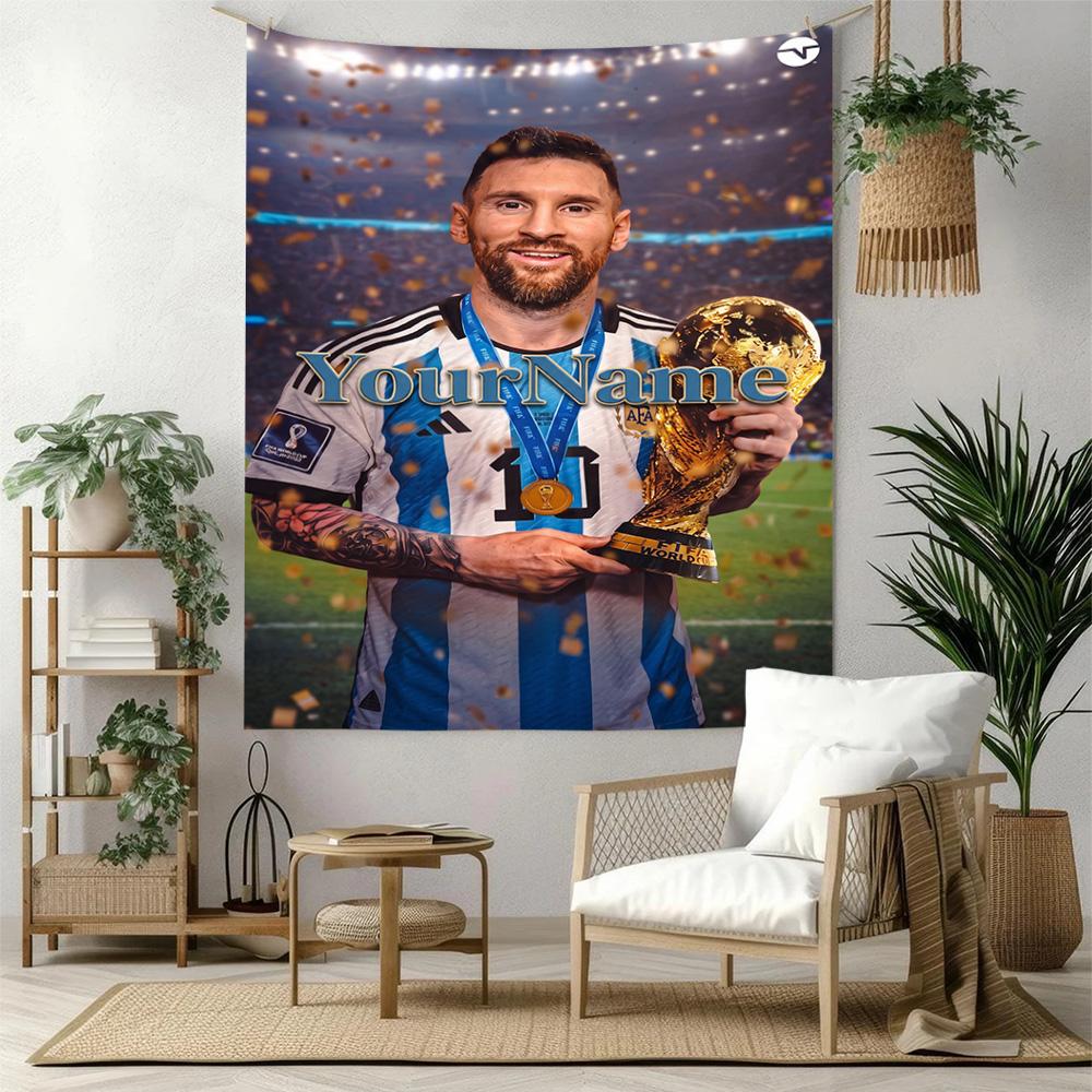 Messi Custom Your Name Wall Decor Tapestry Art For Pet Memorial Birthdaywedding Party Backdrop Family Gift