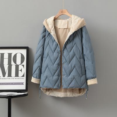 Осень и зима новый легкий и тонкий пуховик женский короткий вязаный с капюшоном повседневный свободный модный пиджак