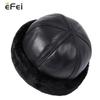 EFei Top Layer Sheepskin Hat Windproof Warm Cotton Hat for Men and Women In Winter with Cashmere Skin Ear Protection