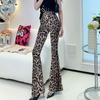 Весенние тонкие женские расклешенные брюки с высокой талией, облегающие брюки, расклешенные брюки с принтом и резинкой