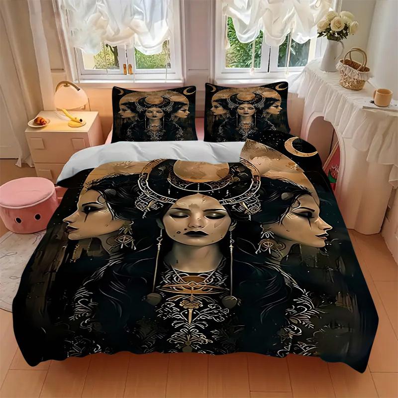 3pcs Anime Cartoon Design Moon Goddess Bedding Set - Includes One Quilt Cover and Two Pillowcases (No Core) - Perfect for Bedroom and Guest Room Decor