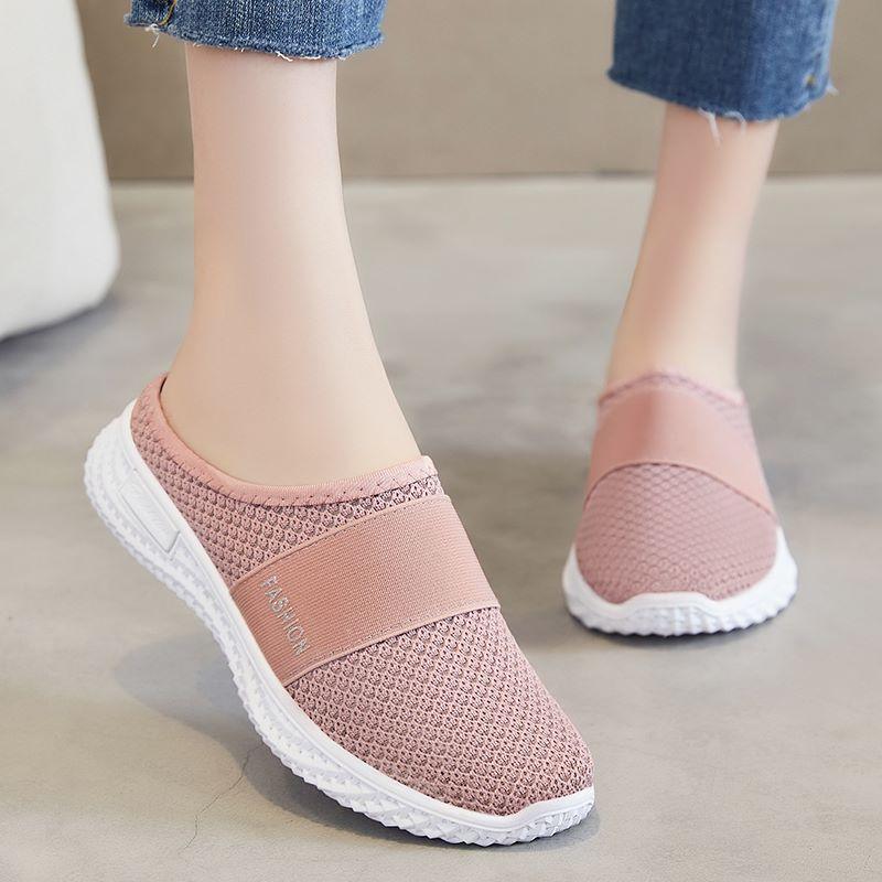 Women's Shoes Summer Slipper Half Slipper Breathable Comfortable Mesh Surface Indoor Home Casual Shoes Women Sneakers