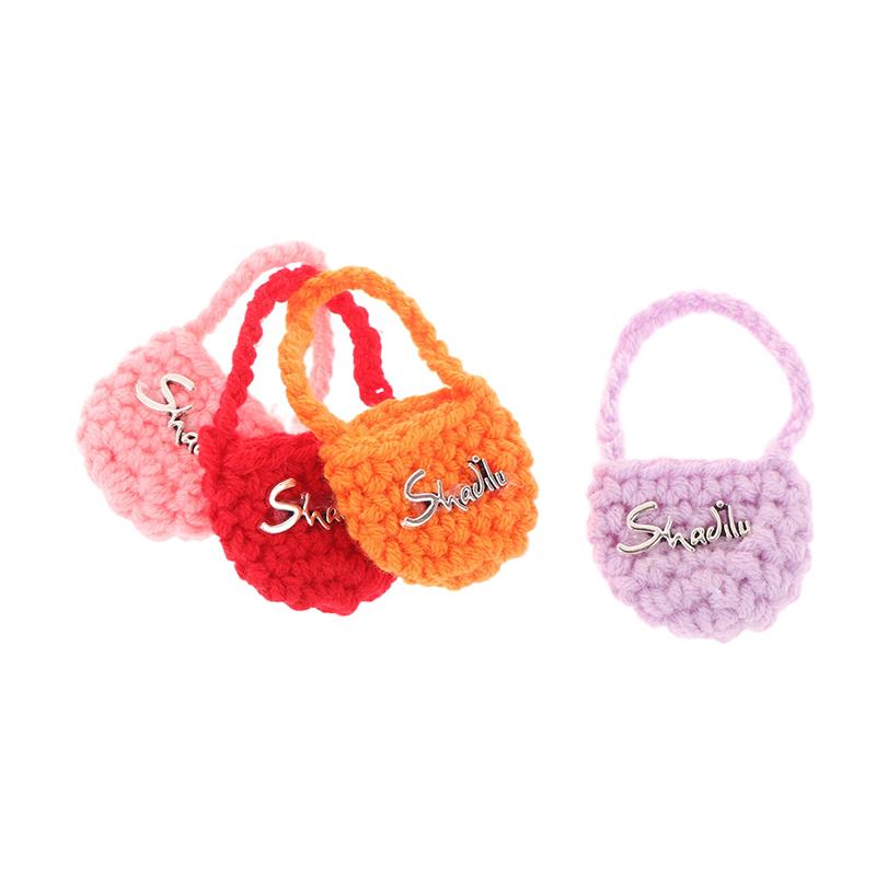 1:12 Мини Плетеная Сумка через Плечо Милая Вязаная Шерстяная Сумка Через Плечо Кукольный Домик Игрушки Аксессуары