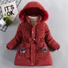 2023 New Thick Keep Warm Winter Girls Jacket Detachable Hat Plush Collar Hooded Coat For Kids 4 Color Children Birthday Present