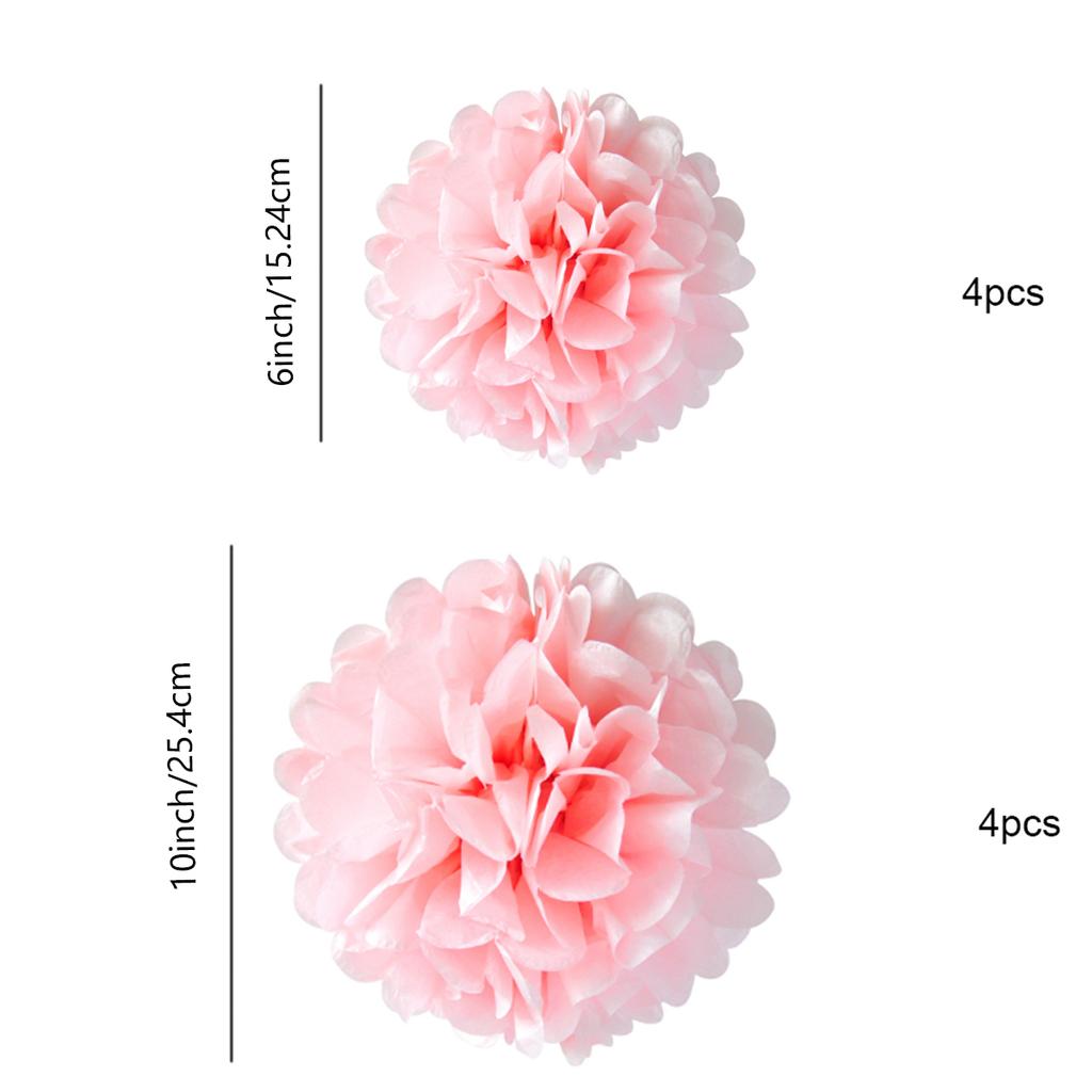 8pcs Wedding Decorative Paper Pompoms Pom Poms Flower Balls Party Home Decor Tissue Birthday Christmas DIY Decoration