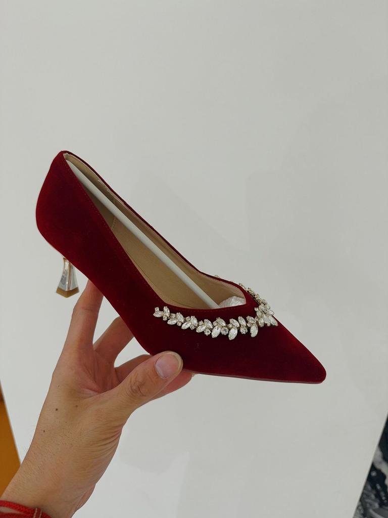 Красные свадебные туфли, женская одежда для показа, туфли-стилеты для невесты 2025 новинка, туфли на толстом каблуке для беременных, китайские туфли для платья