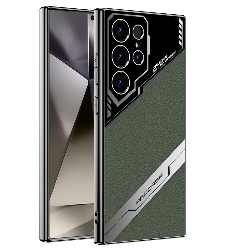 Leather Galaxy S24 Ultra Electroplating S23 Ultra Phone Case for Samsung Galaxy S24 S23 Ultra Protective Shockproof Cover