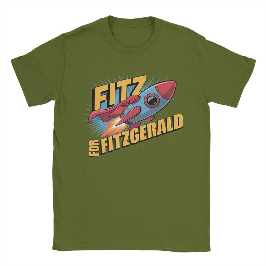 Уличная футболка Летняя Fitz для Fitzgerald Ракета Трендовые футболки Хлопковая футболка для унисекса Одежда с коротким рукавом