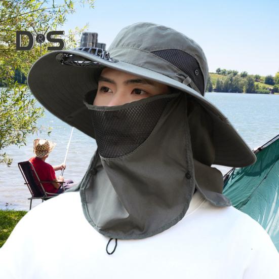 Рыбацкая шляпа со съемным вентилятором, вращающимся USB-вентилятором, широкополая шляпа от солнца с защитой UPF50+, регулируемая окружность, рыболовная шляпа