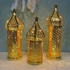 Vintage Ramadan LED Light Hollow Masjid Lantern Pathway Lamp Moroccan Night Light Islam Muslim