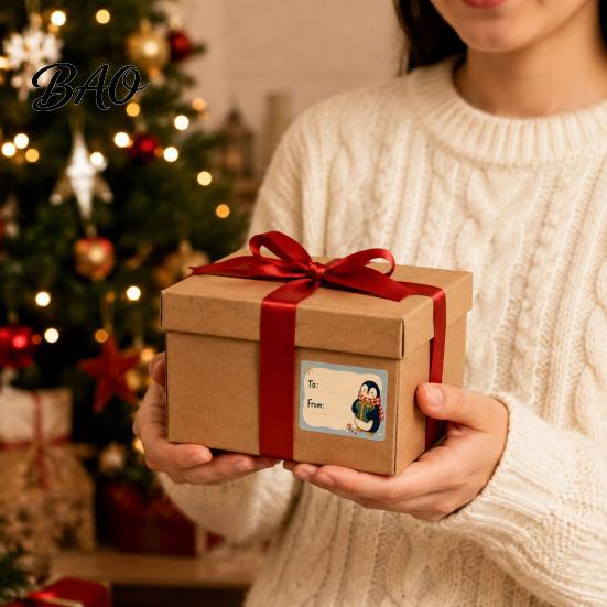 Seasonal Gift Label Rolls 180PCS/Roll Christmas Writable Stickers, Self-Adhesive Decorative Labels, Featuring Snowman And Tree Party Favor Tags