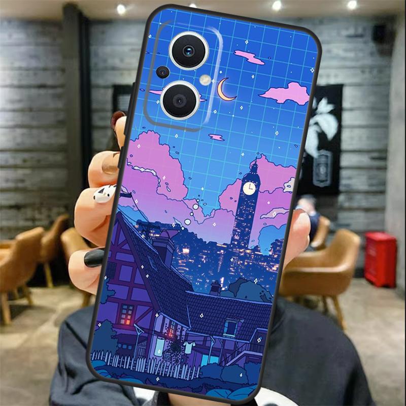 Неоновый Деревенский Банный Домик Ночной Чехол Для OPPO Reno 15 F 14 13 12 11 10 Pro 14F 13F 12F 11F 8T OPPO Find X8 X5 X6 X9 Pro Чехол