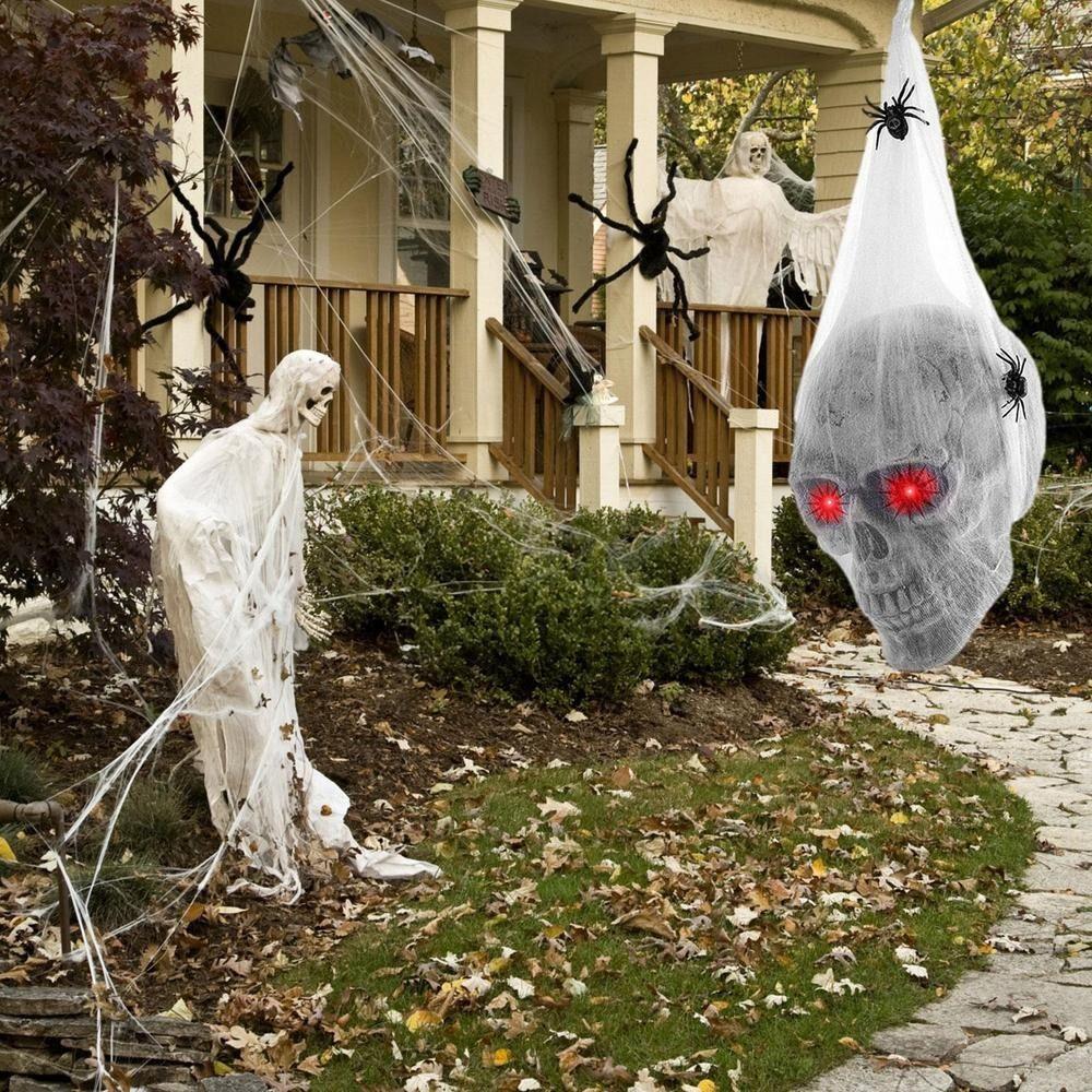 Cloth Halloween Glowing Skull Head Hanging Simulation Skull Head Realistic   Party