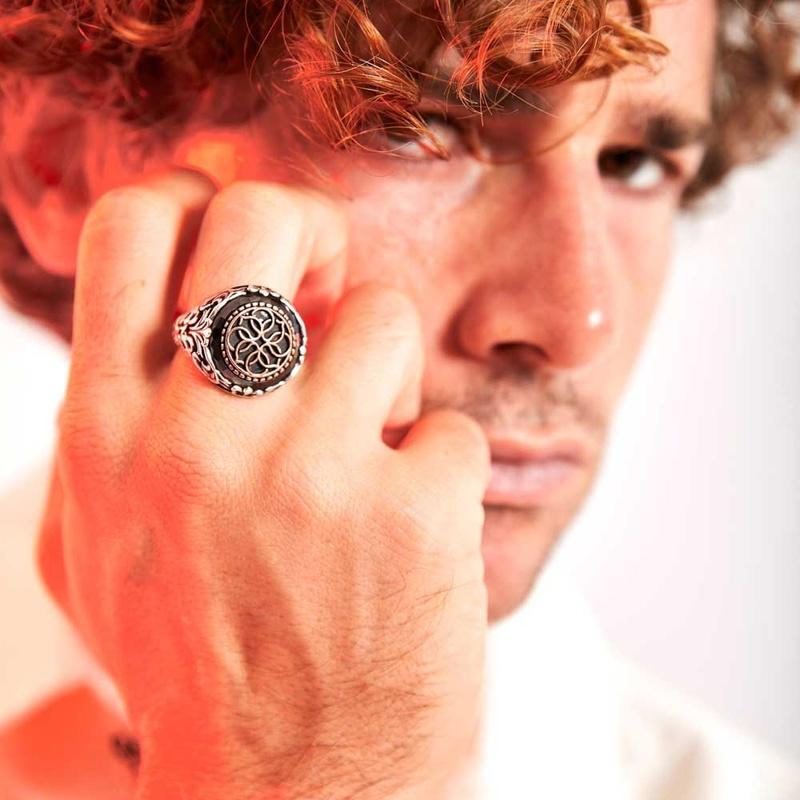 Винтажное древнее турецкое мужское кольцо ручной работы, модное креативное двухцветное кольцо с резьбой в готическом стиле, панк-кольца для мужчин, ювелирное изделие, подарок