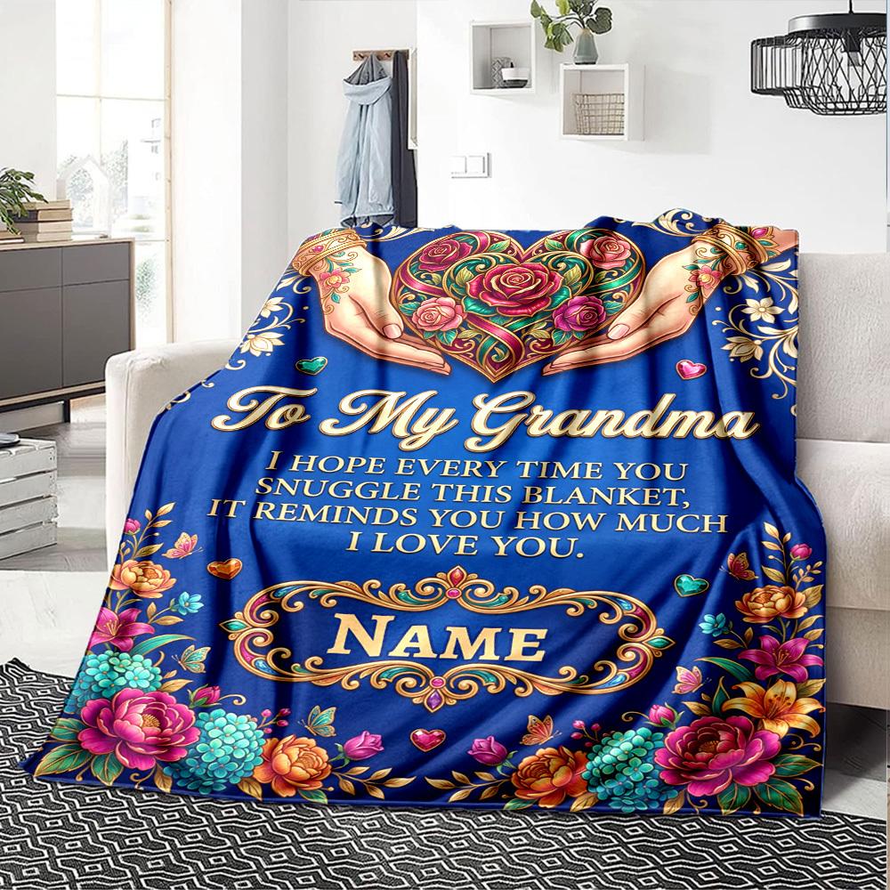 Grandma'S Love Wisdom Blanket Warmthful Decor Great For Sofa Couch Office Bed Picnics Four Seasons Multipurpose Digital Print Birthday Christmas Gift