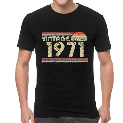 Мужская Классическая Винтажная Футболка 1971 года Новинка Подарок на День Рождения Футболка с коротким рукавом Хип-хоп Футболка Хлопковая Футболка Подарок Оверсайз