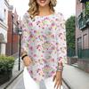 Женская футболка с рукавом три четверти и круглым вырезом, свободные рубашки, повседневные футболки с принтом розовых роз