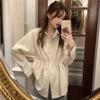 Plus Size Blouse Women Summer Waisted Long Sleeve Vintage Shirt Gentle Solid Color Stretchy Loose Tops