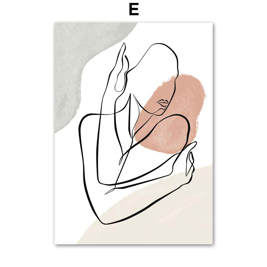 Настенная живопись на холсте, современный минималистичный дизайн, нарисованная линия, любовник, тело, лицо, плакаты на скандинавскую тему и принты, настенные панно для гостиной
