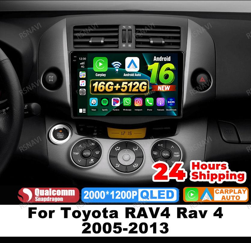 Car Radio Android 16 For Toyota RAV4 Rav 4 2005-2013 DVD Viedo Player DSP 5G WIFI Wireless Carplay Auto Multimedia QLED Qualcomm