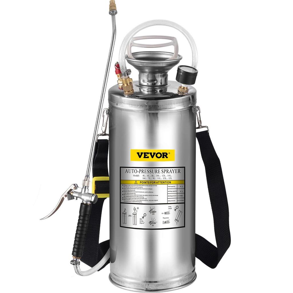 Stainless Steel Sprayer 8L Household Gardening and Floor Cleaning Sprayer, Suitable for the Current Neds of Industry, Agriculture, Commerce, Medicine