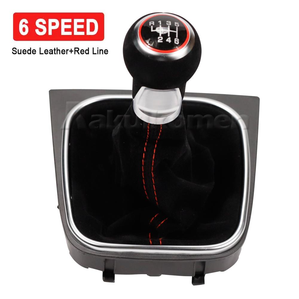 For Volkswagen VW Golf 5 Golf 6 MK5 MK6 R32 GTI 2004-2009 Car Manual 5 6 Speed Gear Shift Knob Suede Leather With Gaiter Boot