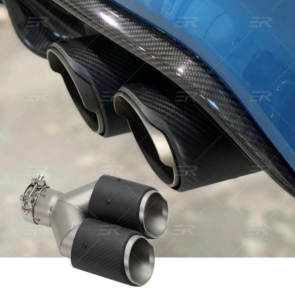 Carbon Fiber Stainless Steel Exhaust Tailpipe Cover for BMW Cars