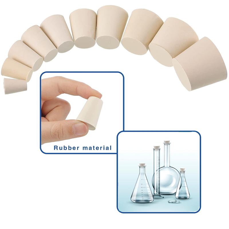 1/5 шт. Лабораторная резиновая пробка для колбы, коническая трубка, сплошная белая, устойчивая к щелочам, лабораторная вставная уплотнительная пробка