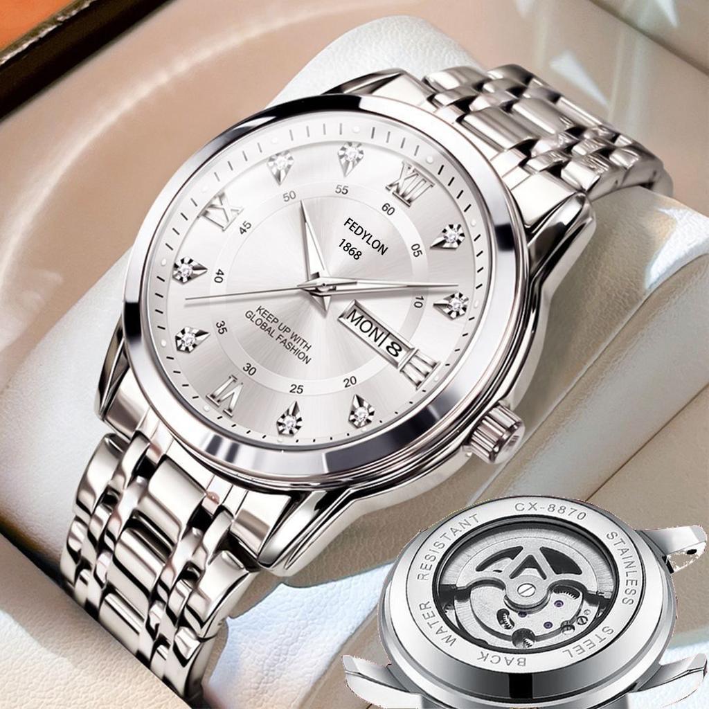 Водонепроницаемые новые мужские часы с английским двойным календарем и светящимися кварцевыми часами