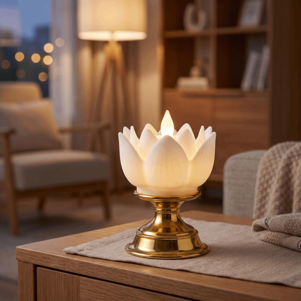 Plastic battery powered flower shaped LED table lamp Bedside Small Decorative Night Lamp