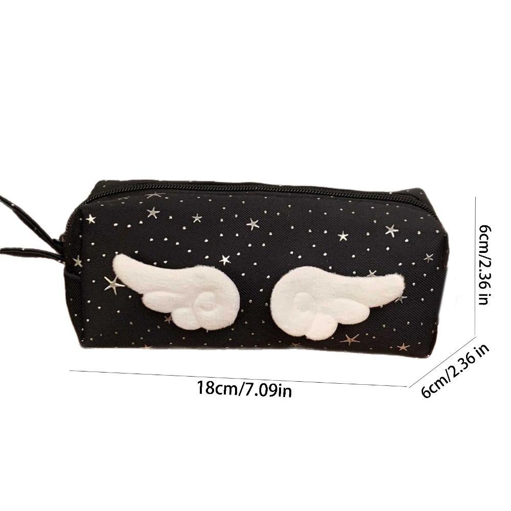 Y2k Wings Star Dots Pencil Case Desktop Storage Pencil Pouch Korean Style Pen Bag School