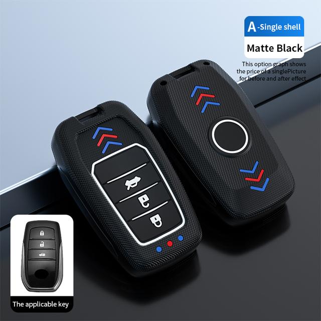 Чехол для ключей автомобиля с узором из углеродного волокна, брелок для Toyota CHR Hilux Fortuner Land Cruiser 200 Camry Corolla Crown RAV4 Highland