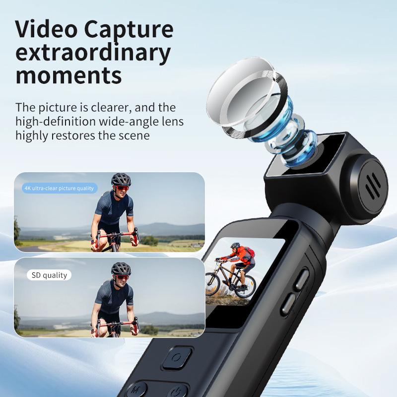 4K Action Camera with 270° Rotating Lens for Outdoor and Cycling