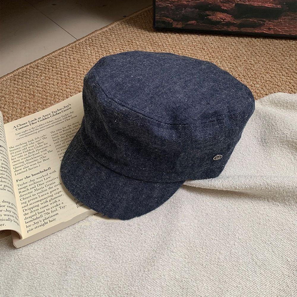 Винтажная кепка художника в британском стиле Y2k Восьмиугольная шляпа Ретро Джинсовый берет Повседневная