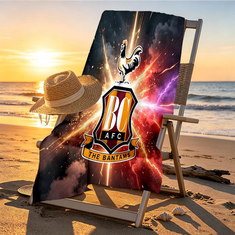 Дизайн пляжного полотенца с принтом Bradford City AFC, Мягкое, Легкое. для дома, ванной, спа, бассейна, йоги, серфинга, кемпинга, подарок семье, другу