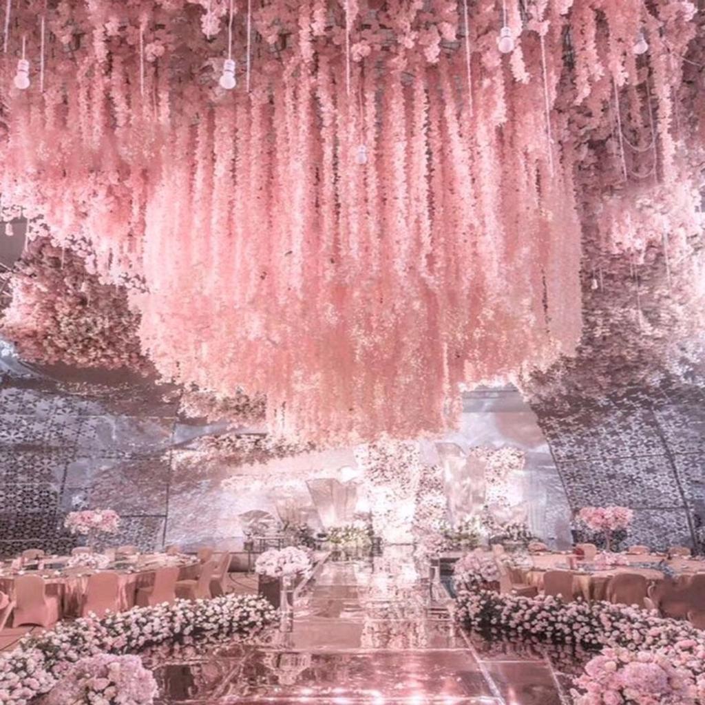 100Cm Artificial Silk Wisteria Flower Vines Hanging Rattan Flowers Wedding Home