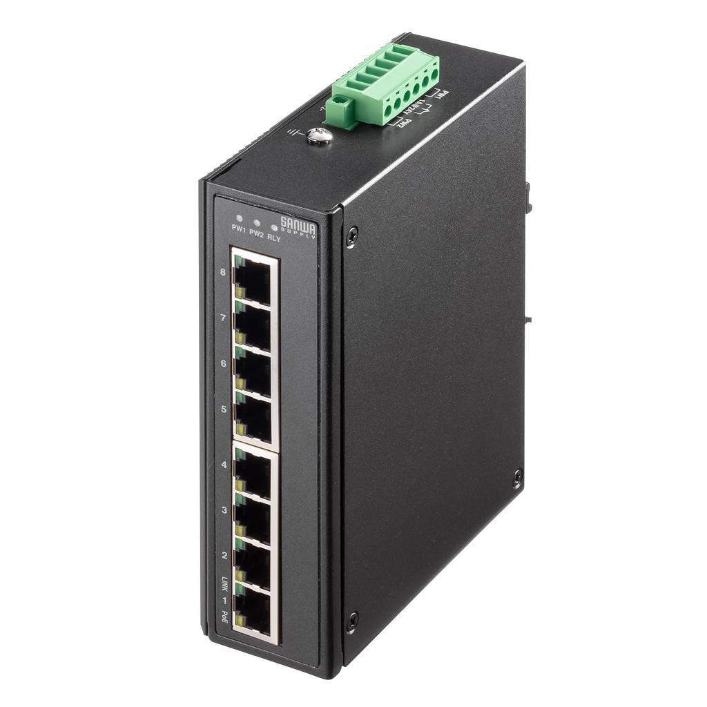 Sanwa Supply Industrial Gigabit Compatible PoE Switching Hub (High Durability/8 Ports) LAN-GIGAPOEFA83