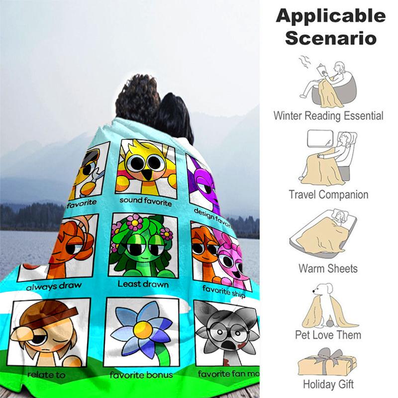 1pc Blanket Sprunki7 Print Design, Lightweight Blanket for Sofa, Bed- Soft &Warm, Gift for All Seasons like Christmas, Halloween