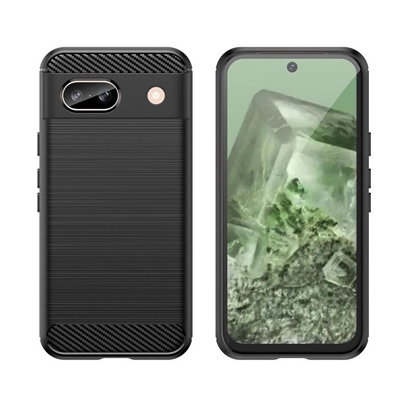 Carbon Case For Google Pixel 8A Flexible Silicone Carbon Cover - Black