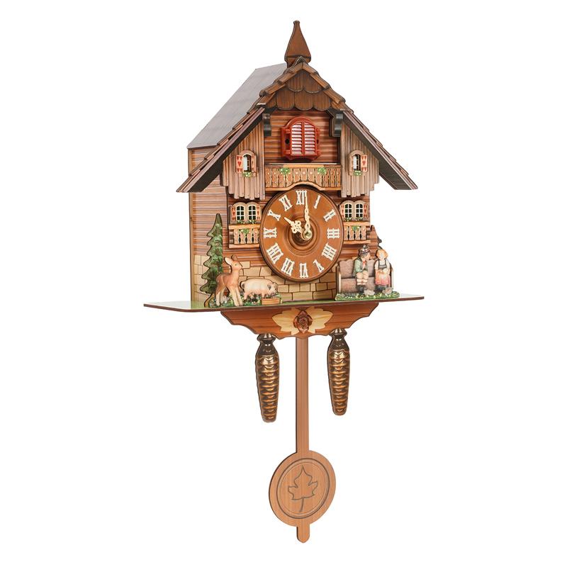 Vintage Cuckoo Wall Clock with Bird Chime, Nordic Decor Wooden Wall Clock, Hanging Wall Clock Decoration 25*10*50cm