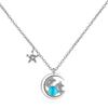 925 Sterling Silver Crystal Star Moon Charm Pendant Necklace for Women Choker Wedding Jewelry Prevent Allergy Dz271